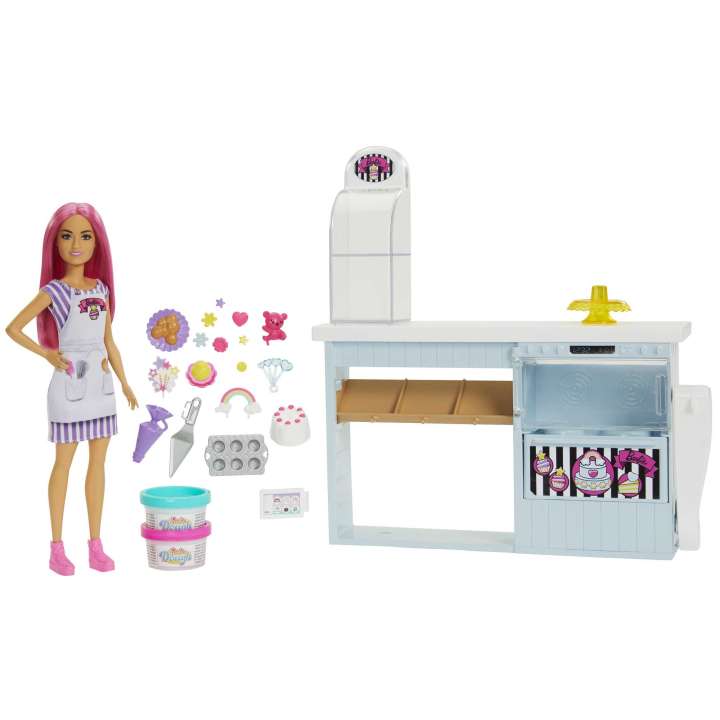 Load image into Gallery viewer, Barbie Doll Bakery Playset With Pink-Haired Petite Doll, Baking Station, 20+ Pieces
