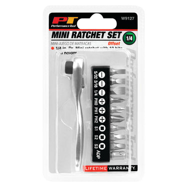 Performance Tool 1/4" Dr. Mini Ratchet w/Bits