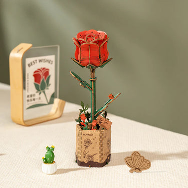 Rowood DIY Wooden Red Rose