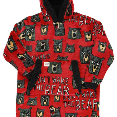 Lazy One Don't Wake The Bear Blanket Hoodie (Red) One Size