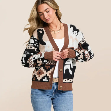 Wrangler Women's Retro Western Cardigan (Brown) Size L