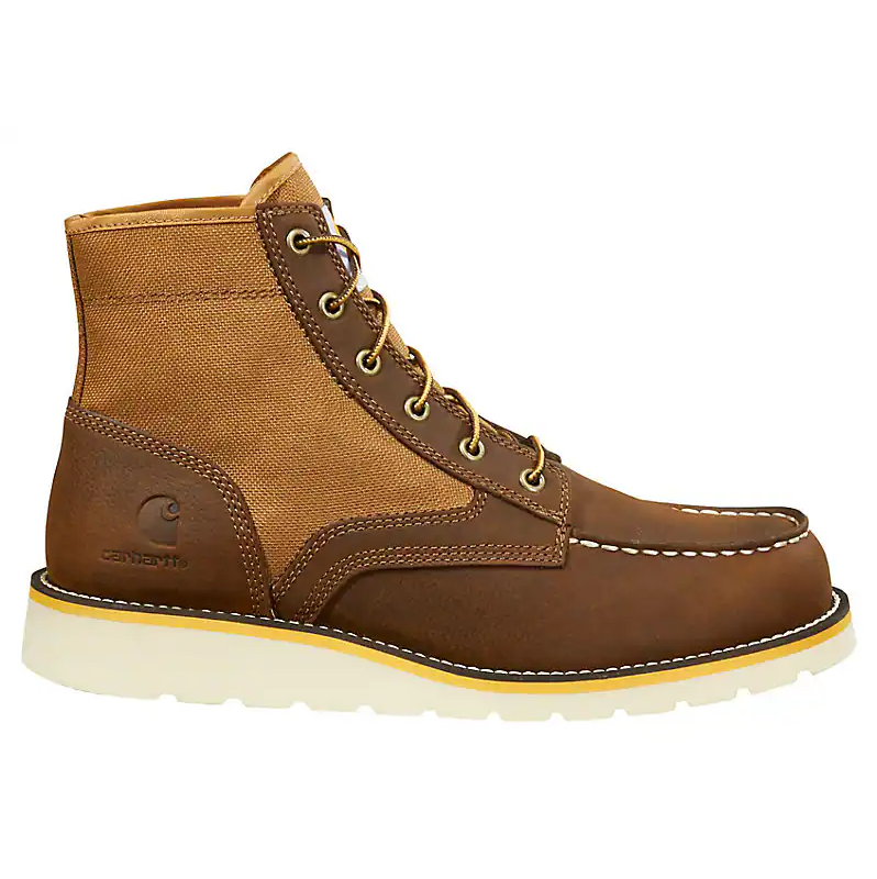 Load image into Gallery viewer, CARHARTT 6&quot; MOC TOE WEDGE BOOT 14M BROWN LEATHER AND NYLON
