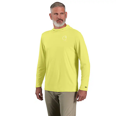 Carhartt Force Sun Defender™ Lightweight Long-Sleeve Hooded Logo Graphic T-Shirt (Citrus) Size XL