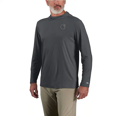 Carhartt Force Sun Defender™ Lightweight Long-Sleeve Hooded Logo Graphic T-Shirt (Steel) Size 3XL