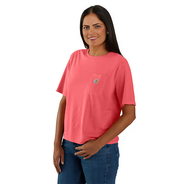 Carhartt Women's TENCEL™ Fiber Series Loose Fit Short-Sleeve Crewneck T-Shirt (Pink Salmon) Size L