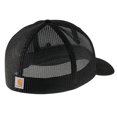 Rugged Flex® Fitted Canvas Mesh-Back Logo Graphic Cap (Black)
