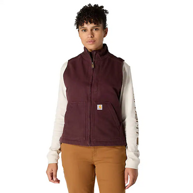 Carhartt Women's Sherpa Lined Vest - Relaxed Fit - Washed Duck (Blackberry) Size S