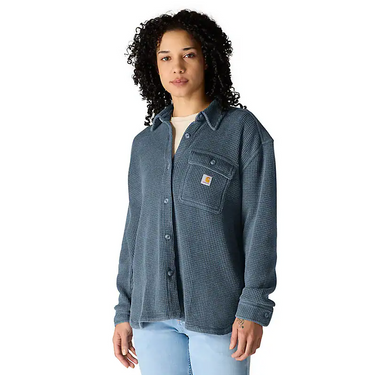 Carhartt Women's Oversized-Fit Heavyweight Waffle Knit Shirt (Faded Navy) Size XXL