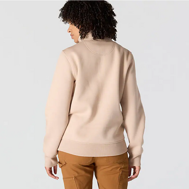 Carhartt Women's Relaxed Fit Midweight Quarter-Zip Mock-Neck Sweatshirt (Light Taupe Heather) Size L