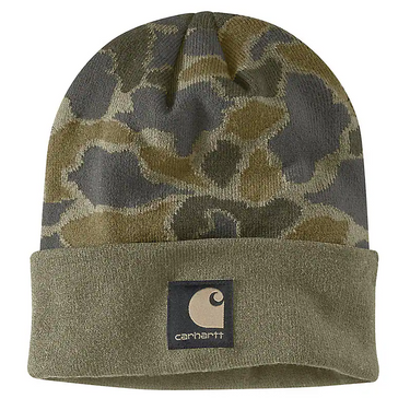 Carhartt Knit Cuffed Camo Beanie (Burnt Olive)