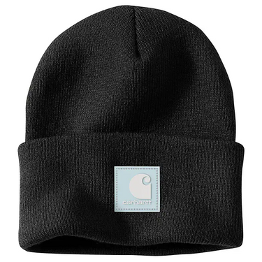 Carhartt Knit Rubber Patch Beanie (Black/Early Fog)