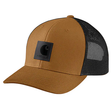 Carhartt Rugged Flex® Twill Mesh-Back Logo Patch Cap (Carhartt Brown/Black)