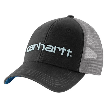 Carhartt Canvas Mesh-Back Logo Graphic Cap (Black/Dark Horizon Blue)