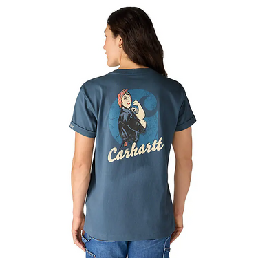 Carhartt Women's Dearborn Loose Rosie T-Shirt (Iron Blue) Size L