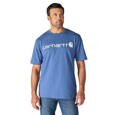 Carhartt Men's Dearborn Loose Logo T-Shirt (Dark Tranquil Blue Heather) Size S