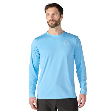 Carhartt Force Sun Defender™ Relaxed LS Logo T-Shirt (Blue Gleam Heather) 3XL
