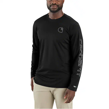 Carhartt Force Sun Defender™ Relaxed LS Logo T-Shirt (Black) 3XL
