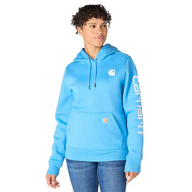 Carhartt Women's Iconic Clarksburg Logo Sweatshirt (Tranquil Blue Heather) Size 3XL