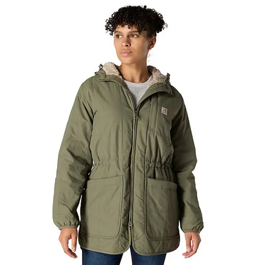 Carhartt Women's Rockford Loose Fit Lightweight Insulated Hooded Coat (Dusty Olive) Size M