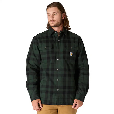 Carhartt Relaxed Fit Flannel Sherpa-Lined Shirt Jac (Forestry Green) Size 3XL
