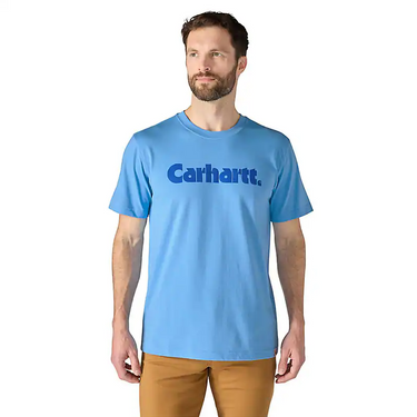 Carhartt Irvine Relaxed Logo T-Shirt (Tranquil Blue Heather) Size M
