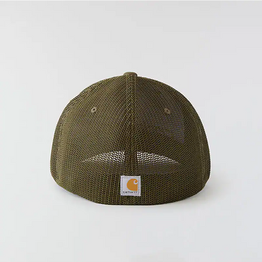 Carhartt Rugged Flex® Fitted Canvas Mesh-Back Logo Graphic Cap (Burnished Logs) Size L/XL