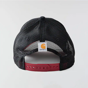 Carhartt Canvas Mesh-Back Logo Graphic Cap (Black/Crab Apple)