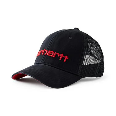 Carhartt Canvas Mesh-Back Logo Graphic Cap (Black/Crab Apple)