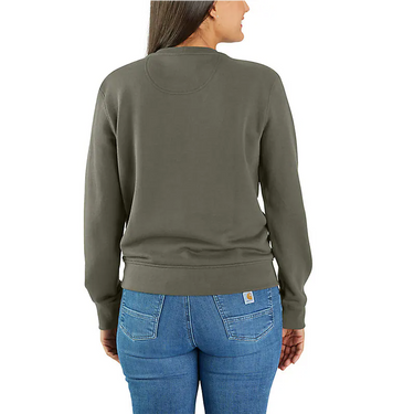 Carhartt Women's TENCEL™ Fiber Series Relaxed Fit French Terry Crewneck Sweatshirt (Dusty Olive) Size S