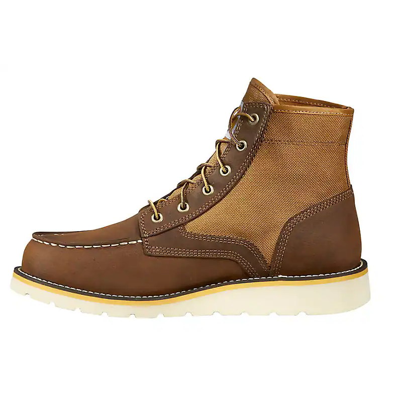 Load image into Gallery viewer, CARHARTT 6&quot; MOC TOE WEDGE BOOT 11.5W BROWN LEATHER AND NYLON

