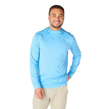 Carhartt Force Sun Defender™ Relaxed Logo Hoodie (Tranquil Blue Heather) Size L