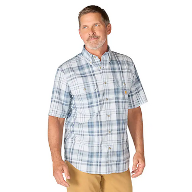 Carhartt Fort Loose Short Sleeve Plaid Shirt (Blue Aura) Size M