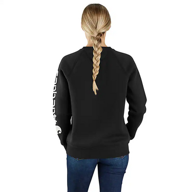 Carhartt Women's Relaxed Fit Midweight Graphic Crewneck Sweatshirt (Black) Size S