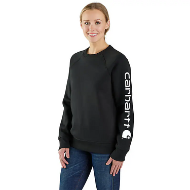 Carhartt Women's Relaxed Fit Midweight Graphic Crewneck Sweatshirt (Black) Size S