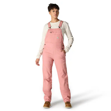 Carhartt Women's Work Overall - Loose Fit - Canvas - Rugged Flex® - Double Knee (Pink Tint) Size XL Short