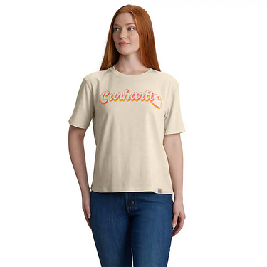 Carhartt Women's TENCEL™ Fiber Series Loose Fit Short-Sleeve Script Graphic T-Shirt (Oat Milk Heather) Size XXL