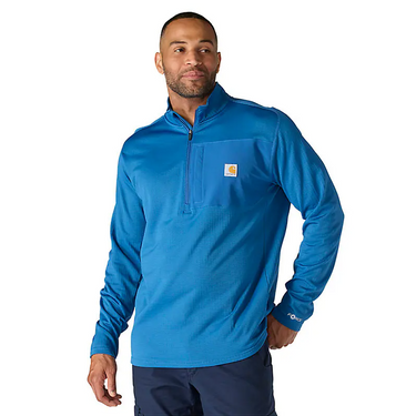 Carhartt Force® Relaxed Fit Mock Neck Half-Zip Fleece-Lined Shirt (Dark Horizon Blue) Size L