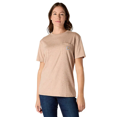 Carhartt Women's Loose Fit Heavyweight Short-Sleeve Pocket T-Shirt (Light Taupe Nep) Size XL