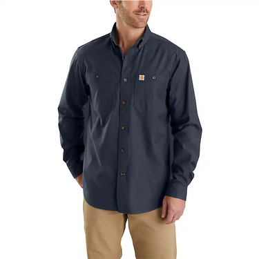 Carhartt Rugged Flex® Relaxed Fit Midweight Canvas Long-Sleeve Shirt (Navy) Size XXL