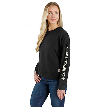Carhartt Women's TENCEL™ Fiber Series Loose Fit Sleeve Graphic Sweatshirt (Black) Size S