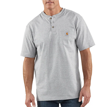 Carhartt Loose Fit Heavyweight Short-Sleeve Pocket Henley T-Shirt (Heather Grey) Size 3XL