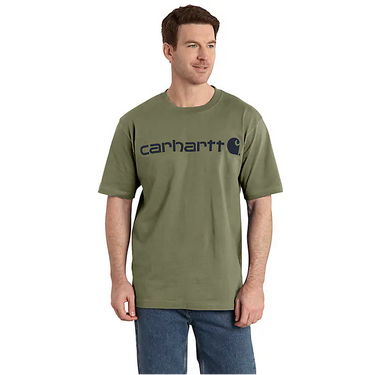 Carhartt Loose Fit Heavyweight Short-Sleeve Logo Graphic T-Shirt (Dusty Olive) Size M