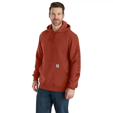 Carhartt Loose Fit Midweight Logo Sleeve Graphic Hoodie (Saddle Red) Size 4XLT