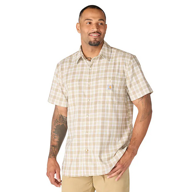 Carhartt Bozeman Relaxed Short Sleeve Plaid Shirt (Cobblestone) Size L