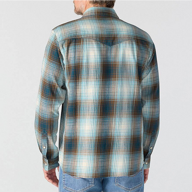 Carhartt Montana Rugged Flex™ Relaxed Fit Lightweight Snap-Front Plaid Shirt (Dark Harbor Teal) Size LT