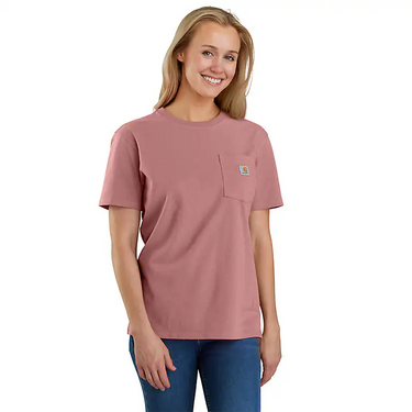 Carhartt Women's Loose Fit Heavyweight Short-Sleeve Pocket T-Shirt (Rose Tint Heather) Size S