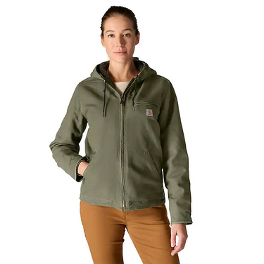 Carhartt Women's Sherpa Lined Jacket - Loose Fit - Washed Duck (Basil) Size 3XL