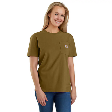 Carhartt Women's Loose Fit Heavyweight Short-Sleeve Pocket T-Shirt (Golden Grass Heather) Size XL