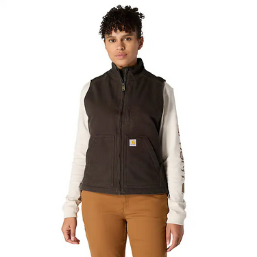 Carhartt Women's Sherpa Lined Vest - Relaxed Fit (Dark Brown) Size XXL