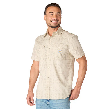 Carhartt Montana Bozeman Relaxed Short Sleeve Plaid Shirt (Cobblestone Bandana Print) Size M